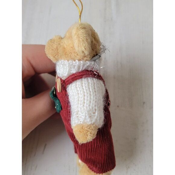 Mini plush overall bear Xmas tree ornament decor - Picture 3 of 6